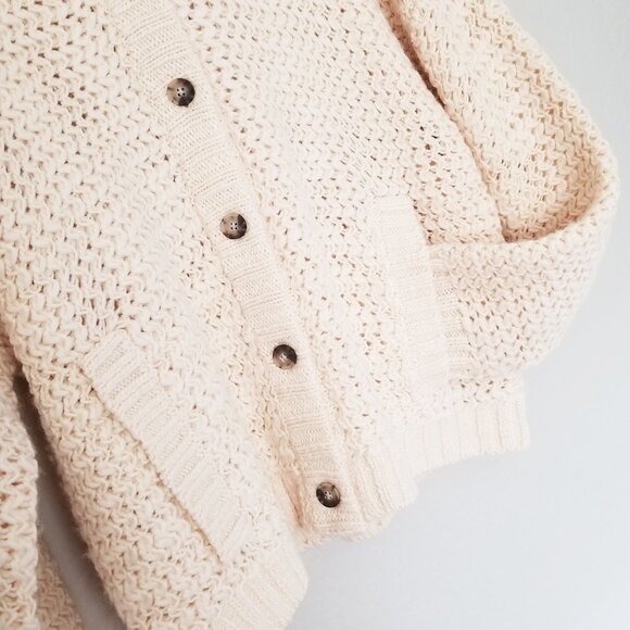 NEW Madewell Bomber Cardigan Sweater XXL Antique Cream Chunky Wool Blend $148 - Picture 15 of 16